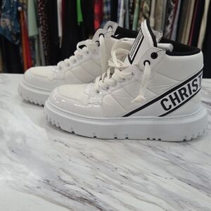 Christain Dior  White and Black High-Top Sneakers Womens Size 7